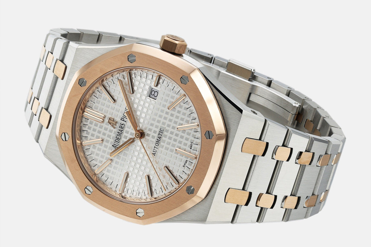 AP Royal Oak Automatic Two Tone Rose Gold Steel White Dial