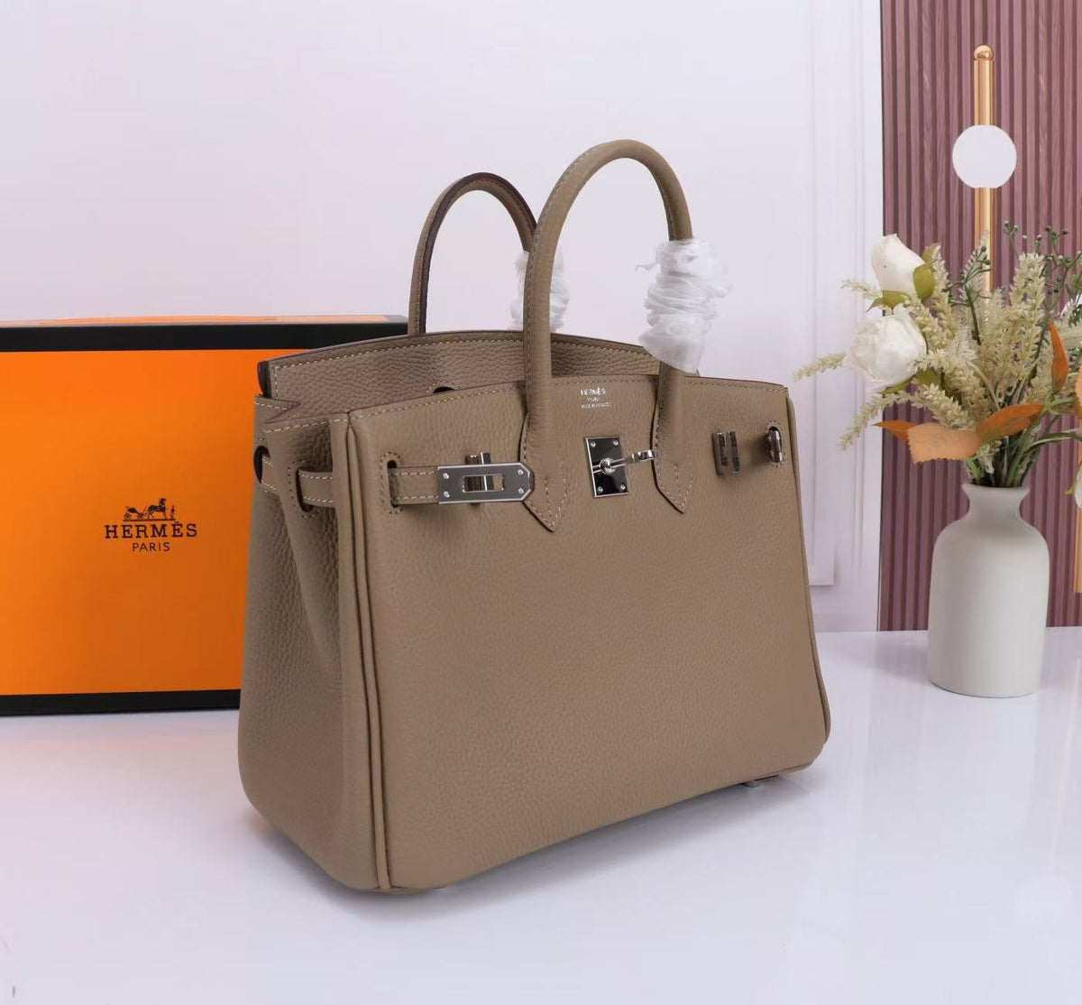 HM 26s Birkin Bag Gris Tourterelle Togo Silver Hardware