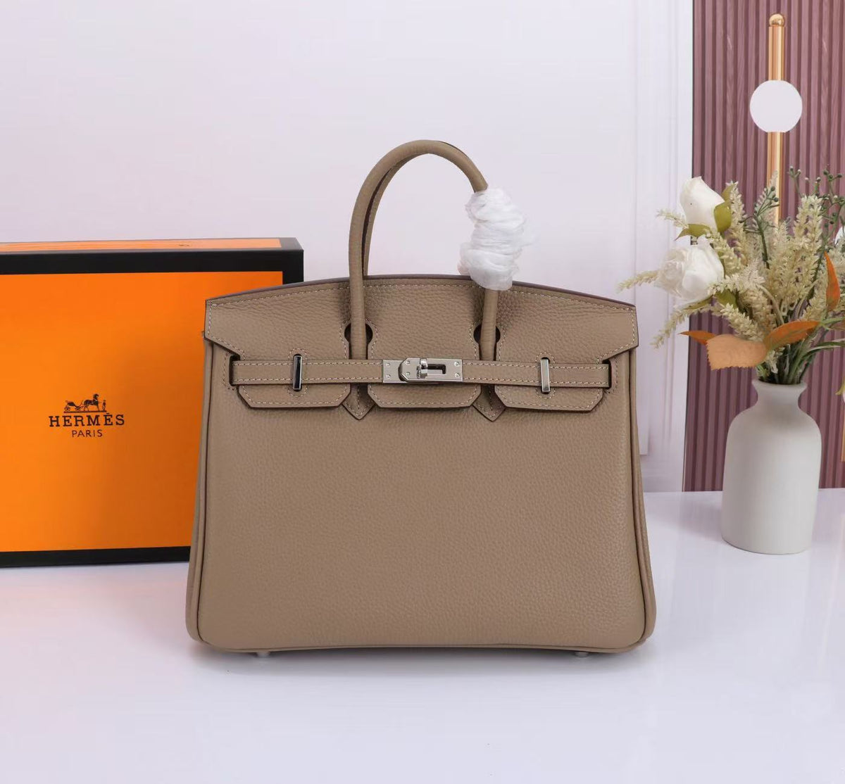 HM 26s Birkin Bag Gris Tourterelle Togo Silver Hardware