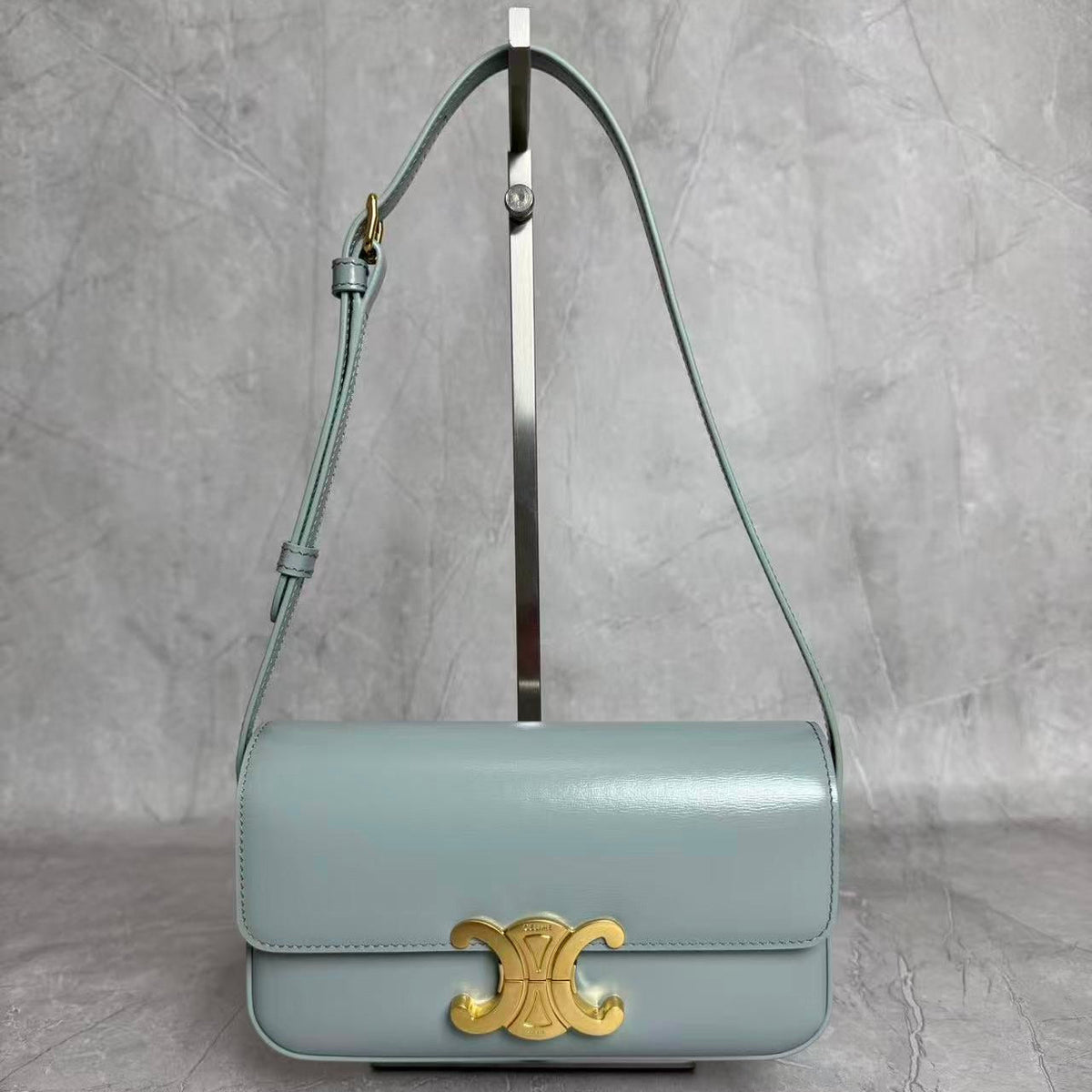 Classic Triomphe 20 Blue Grey Calfskin Gold Hardware