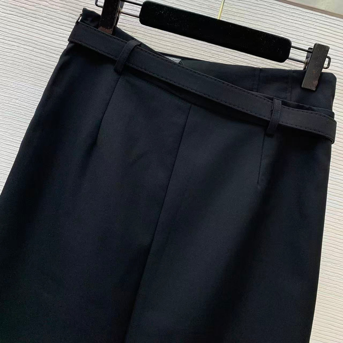 YSL 26s Belted Midi Skirt Black Cotton 50672