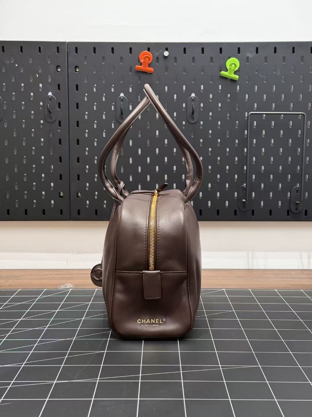 CC Maxi Bowling Bag 35cm Dark Brown Leather Best Version