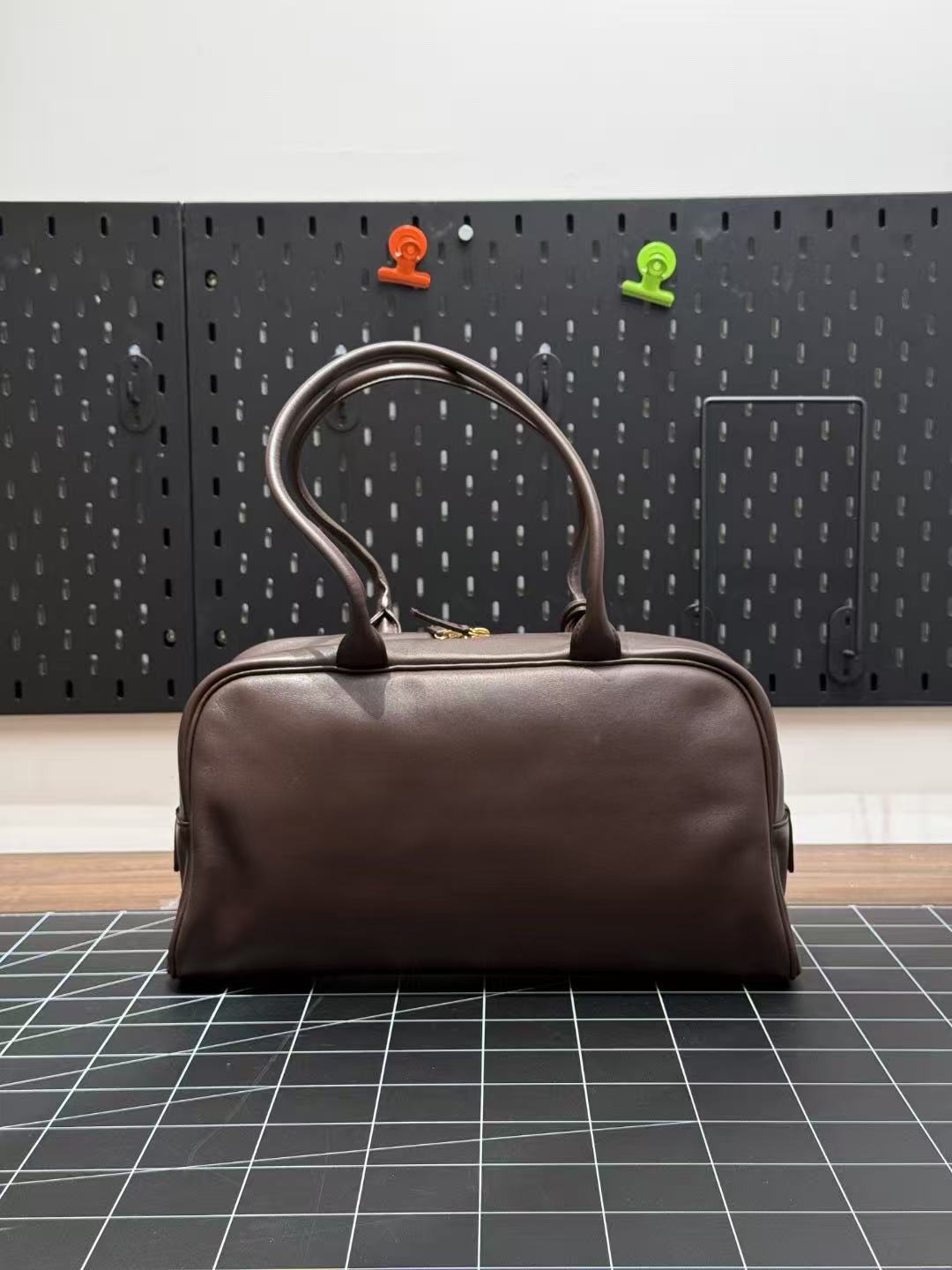 CC Maxi Bowling Bag 35cm Dark Brown Leather Best Version