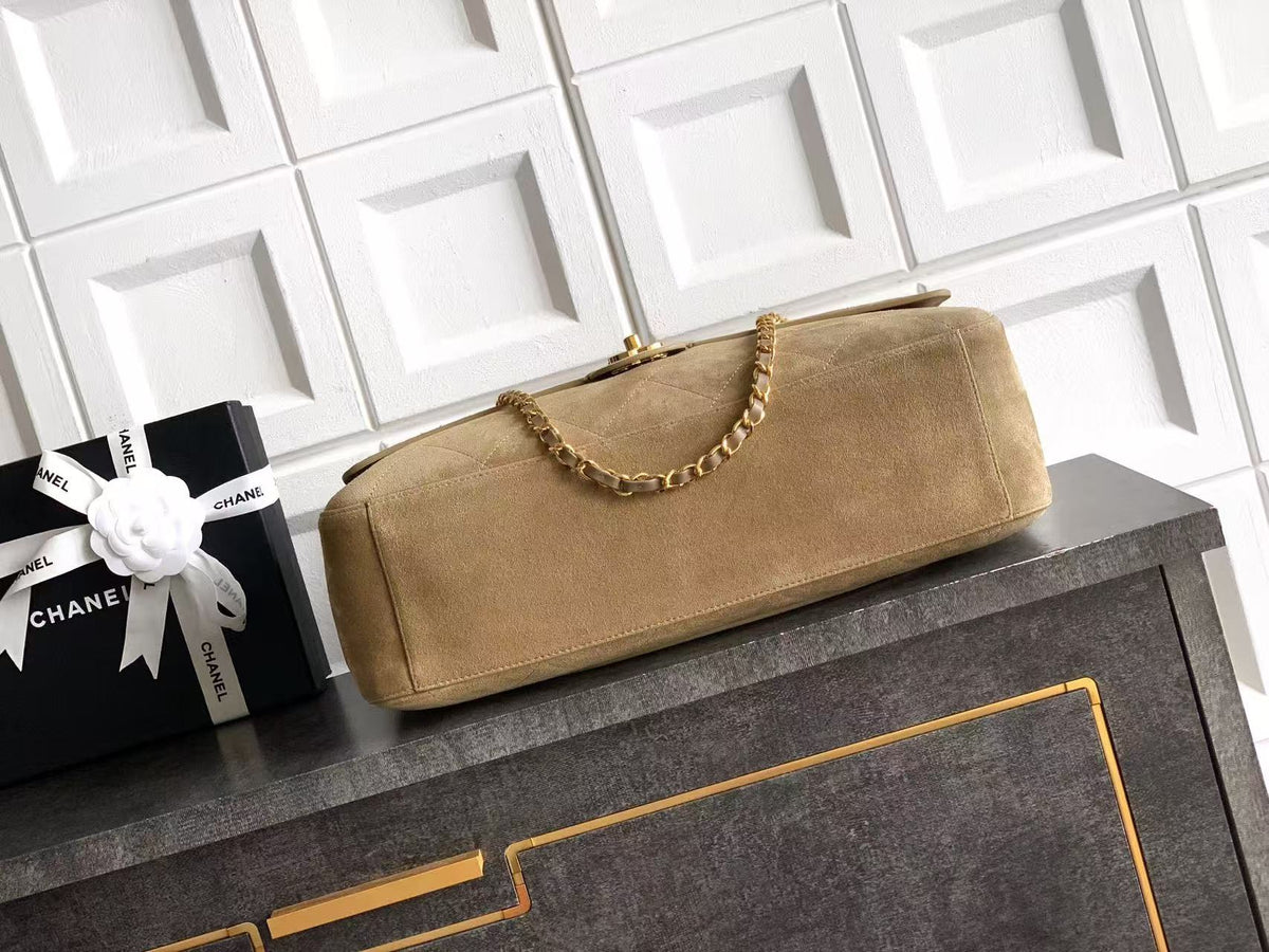 CC 26s Maxi Flap Bag 39cm Beige Suede Best Version