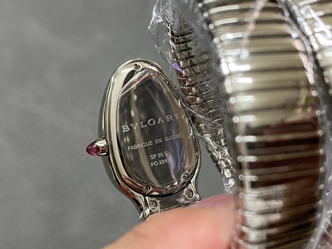 Bulgari Serpenti Tubogas 35mm Steel Silver Dial Quartz Watch