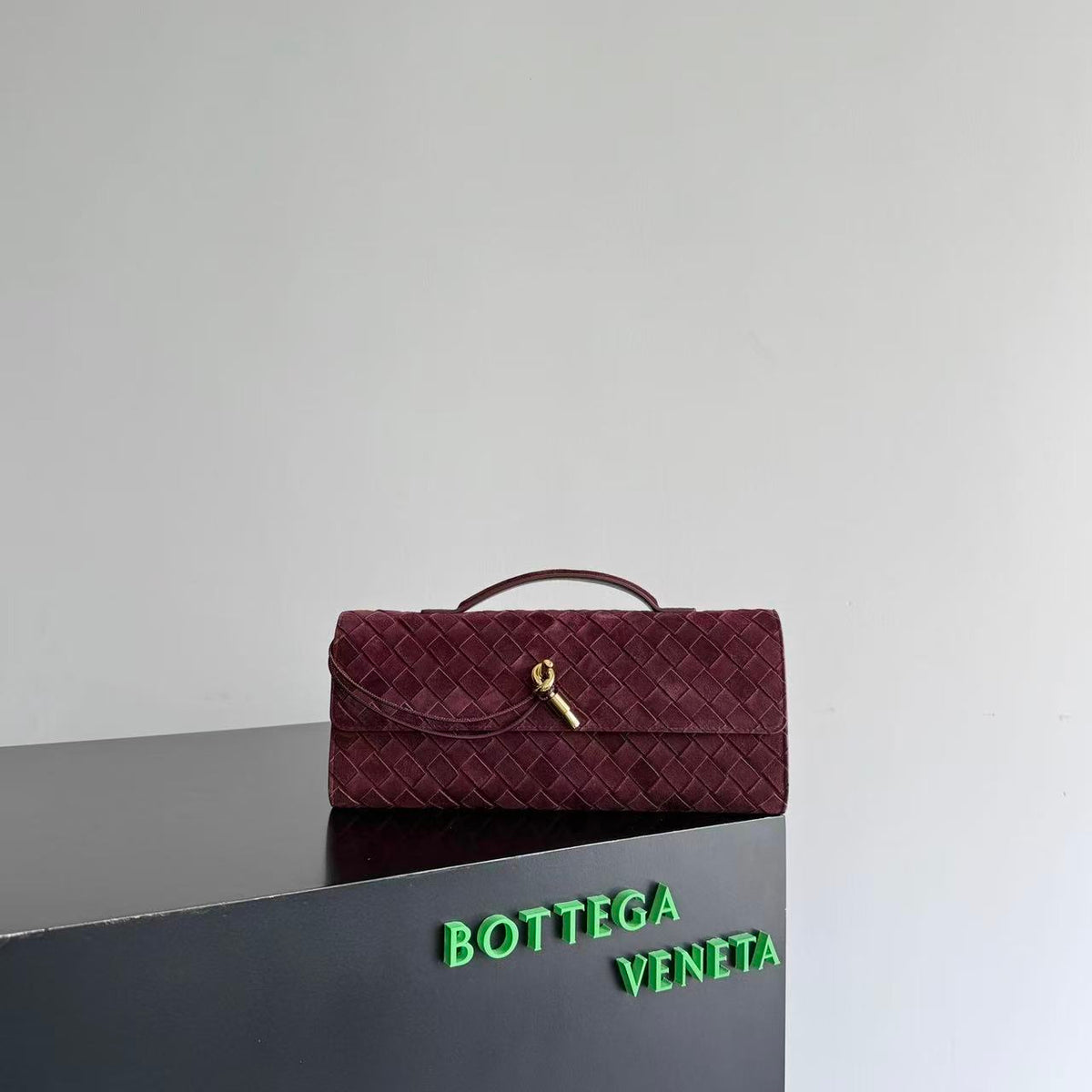 BV 26s Andiamo Long Clutch 31cm Deep Mahogany Suede 741511
