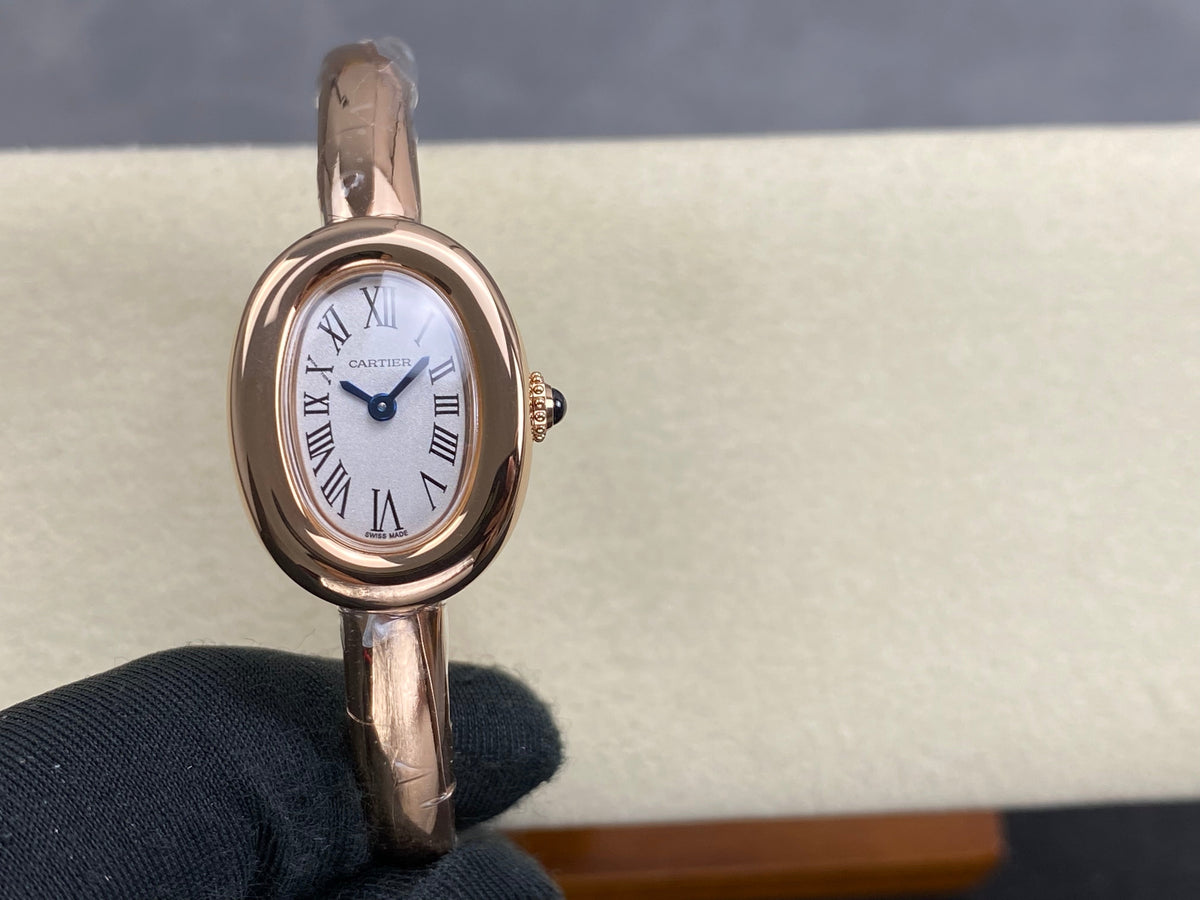 Cartier Baignoire Mini 18.5mm Pink Gold Clous de Paris Dial
