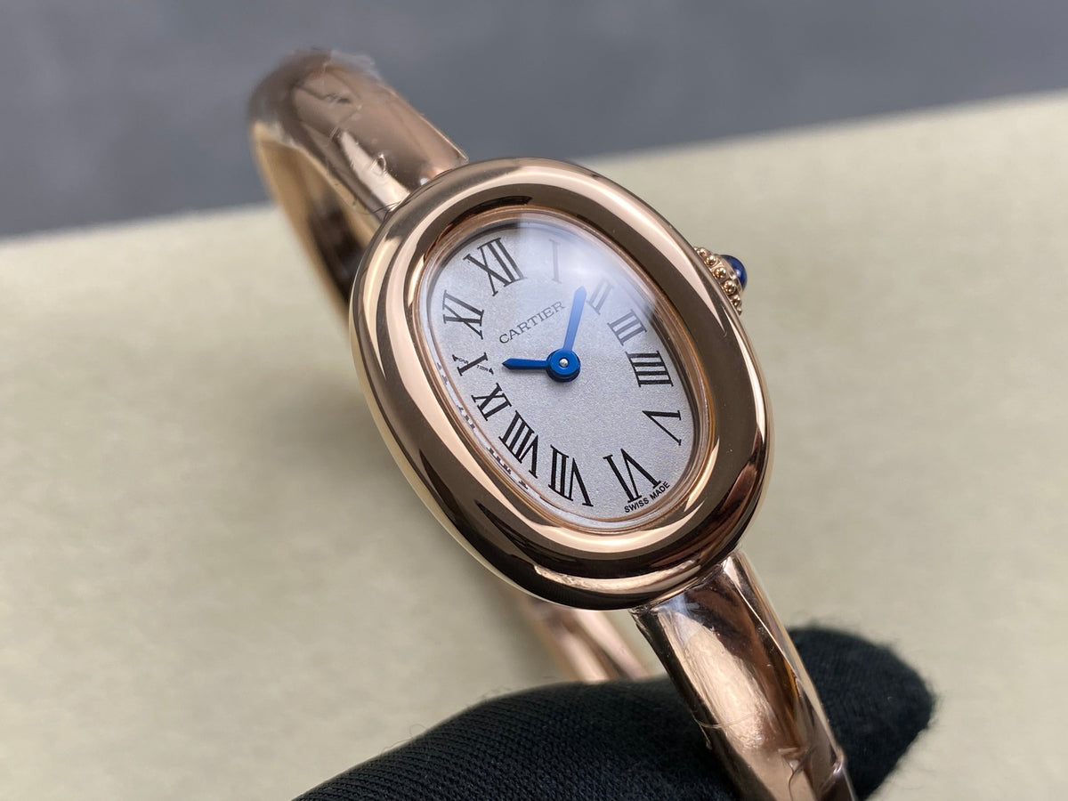Cartier Baignoire Mini 18.5mm Pink Gold Clous de Paris Dial