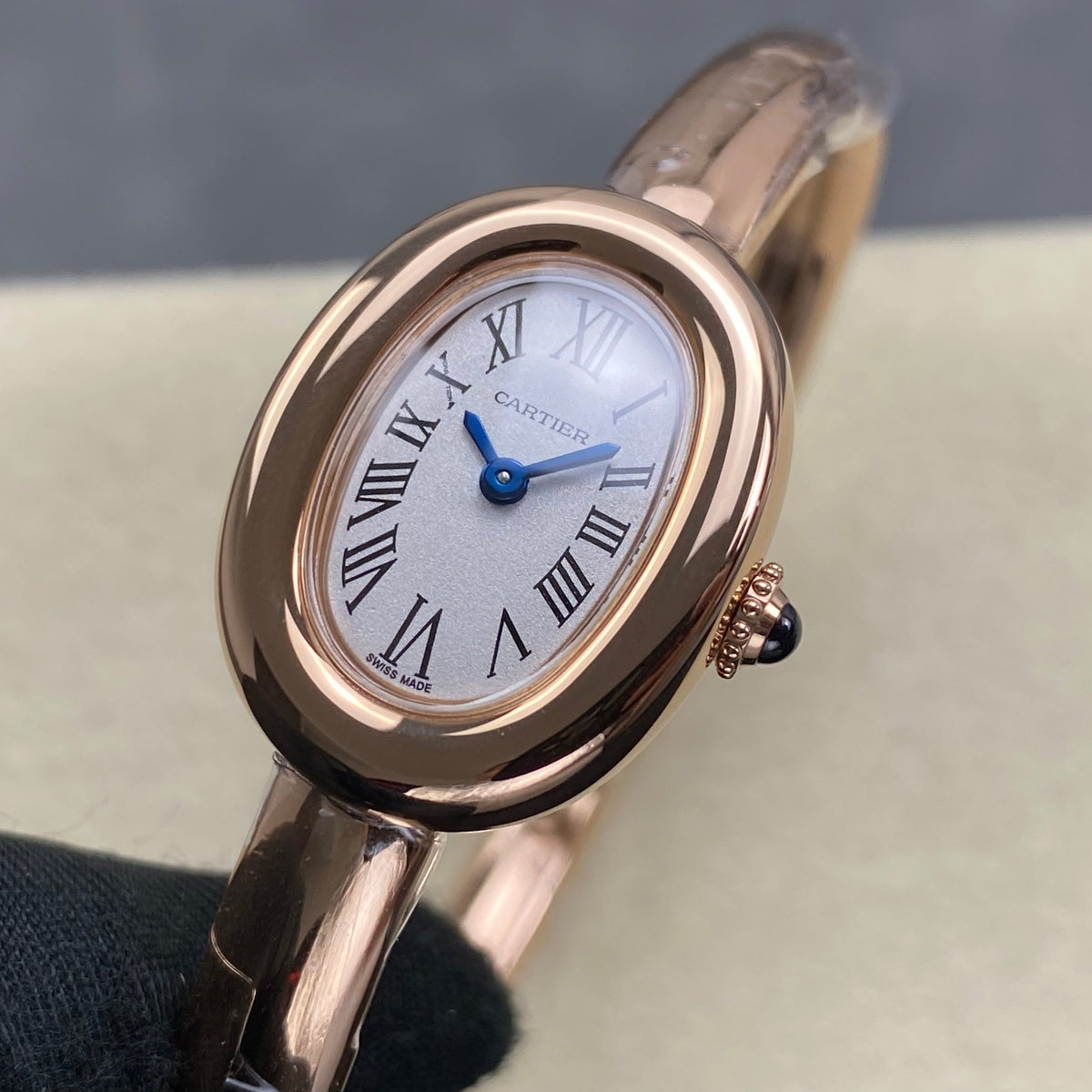 Cartier Baignoire Mini 18.5mm Pink Gold Clous de Paris Dial