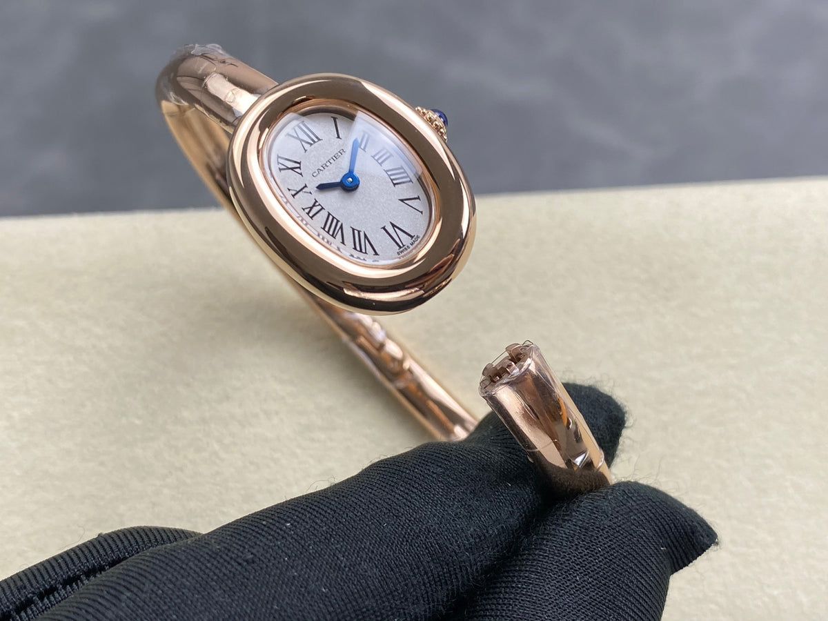 Cartier Baignoire Mini 18.5mm Pink Gold Clous de Paris Dial