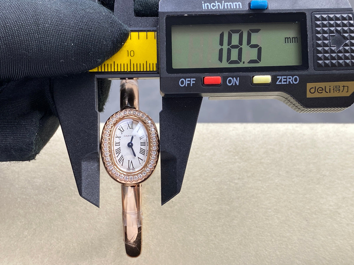 Cartier Baignoire Diamond Mini 18.5mm Pink Gold Clous de Paris Dial