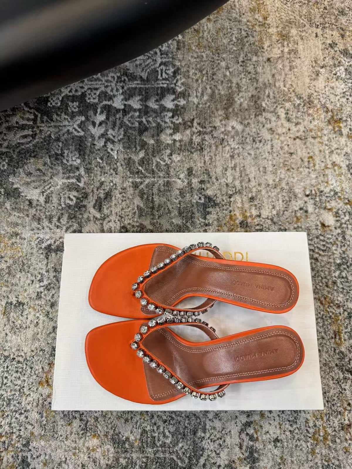 Amina Muaddi 26s Gigi Thong Sandals Satin Crystal White