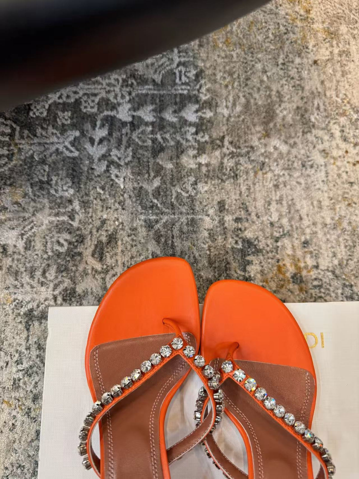 Amina Muaddi 26s Gigi Thong Sandals Satin Crystal White