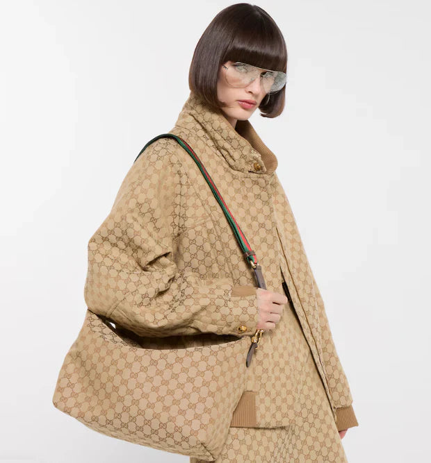 Gucci 2026 Brera Bag Sand And Dark Brown Canvas Leather