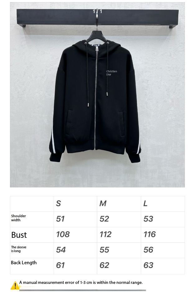 CD SS26 Logo Embroidery Zip-Up Hoodie Black Polyester 351899