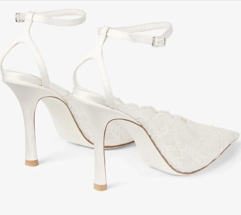Jimmy Choo 2026 Faiz 100 Pump White Lace Leather
