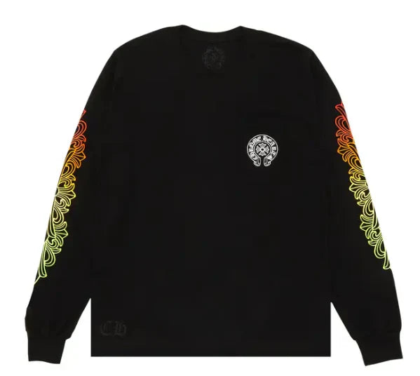 Chrome Hearts Floral Sleeve Gradient Long-Sleeve T-Shirt Black Cotton
