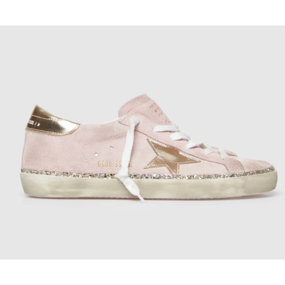 Golden Goose Baskets Super-Star Pink Platinum Suede