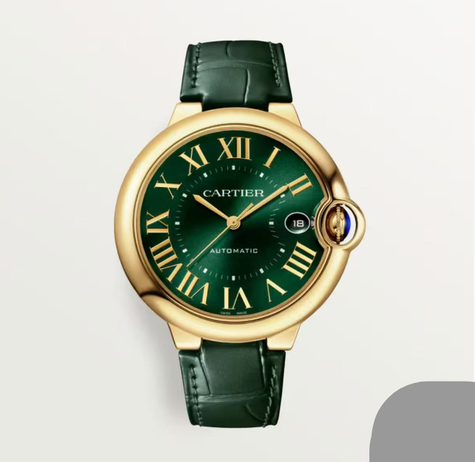 Cartier Ballon Bleu Watch 42mm Yellow Gold Green Dial
