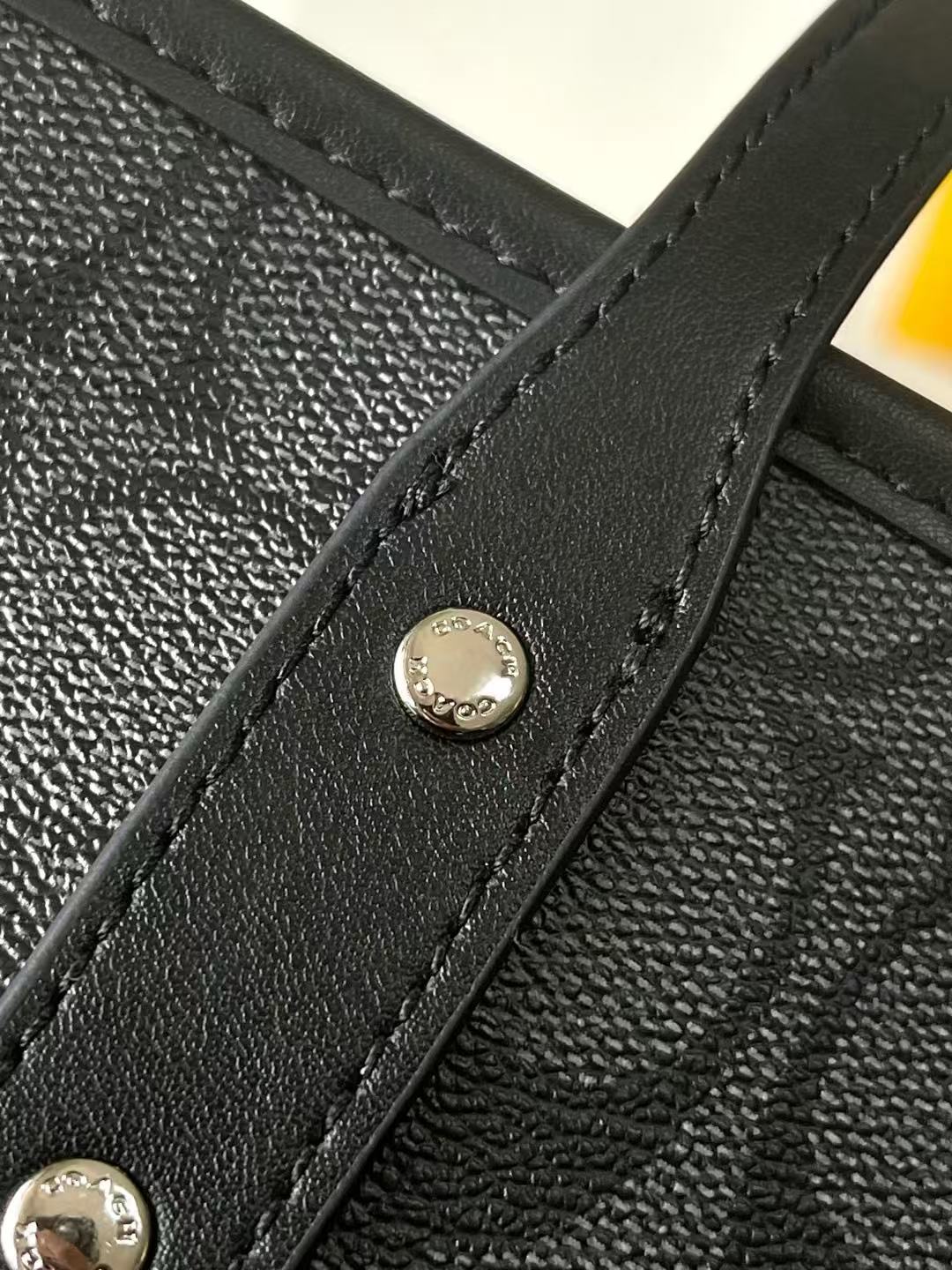 Coach Coach Signature City Tote Bag Black Coated Canvas