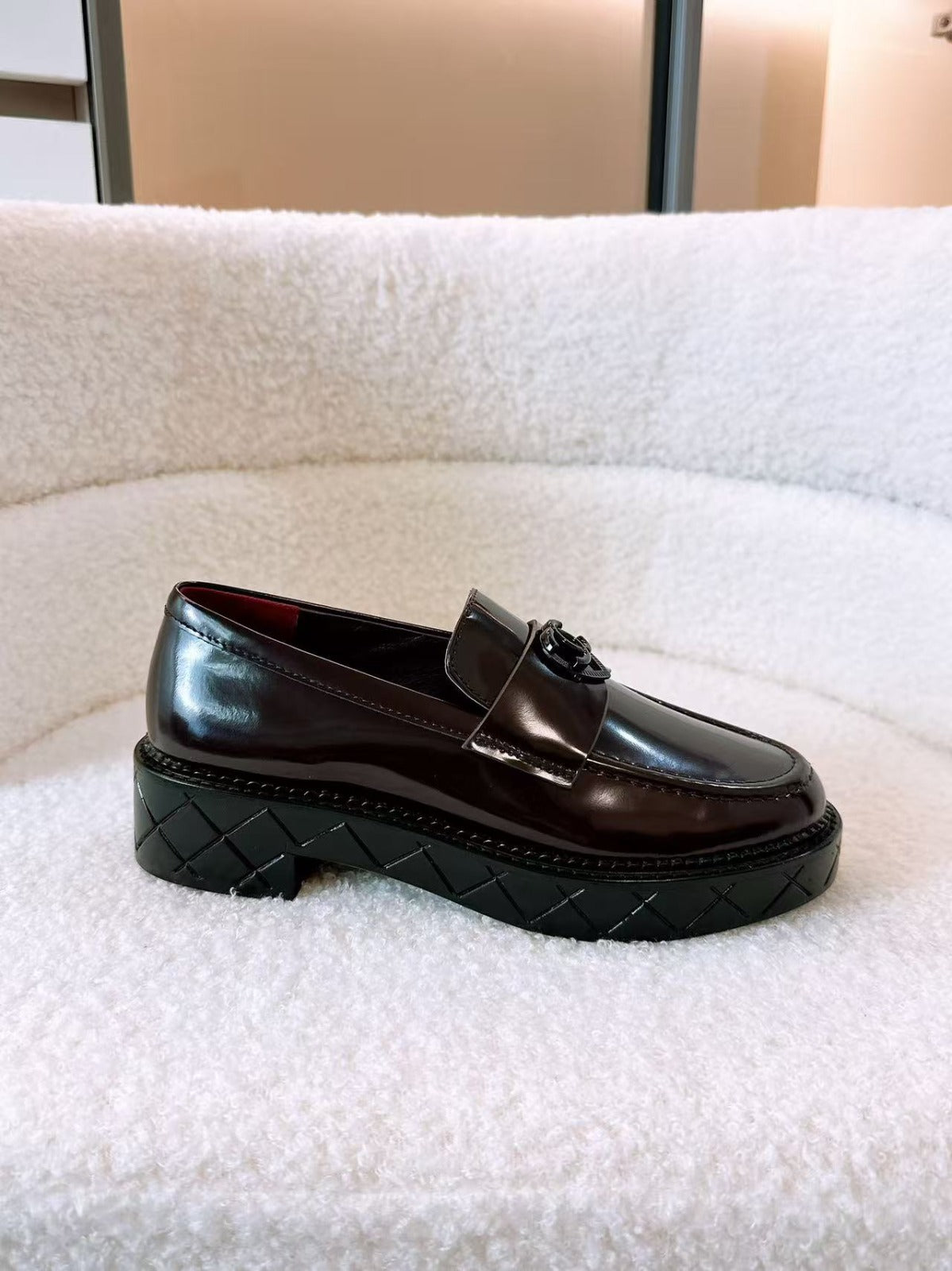 CC 26s Mark Heart Platform Loafer Deep Burgundy Shiny Calfskin