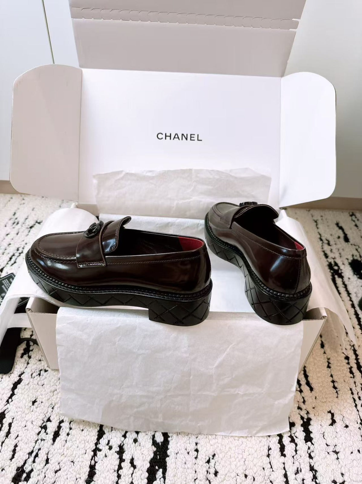 CC 26s Mark Heart Platform Loafer Deep Burgundy Shiny Calfskin