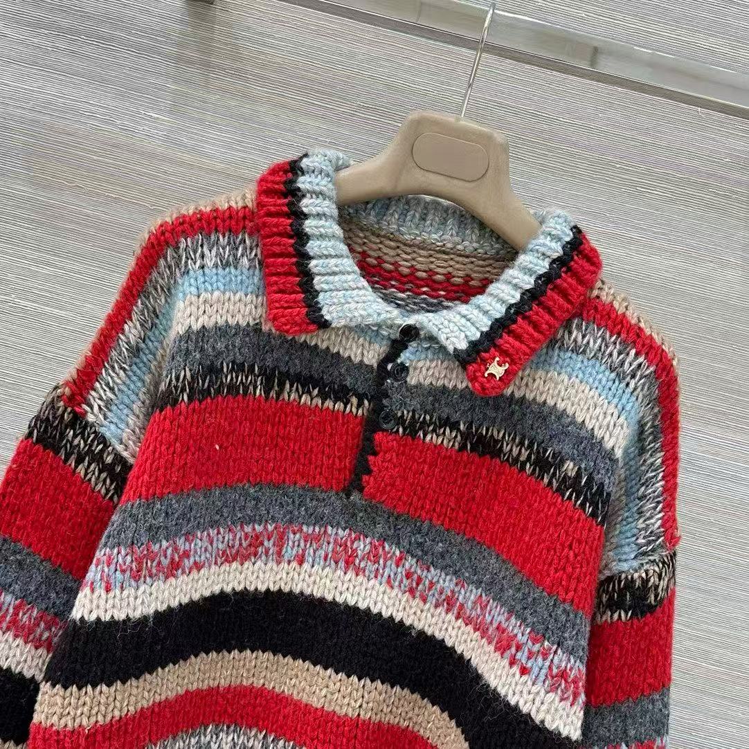 Celine Polo Sweater In Mouline Alpaca And Wool