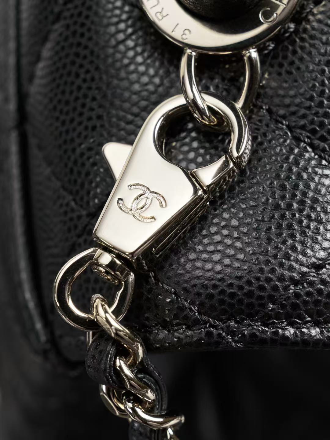 CC 26s Maxi Flap Small Bag With Top Handle Black Caviar