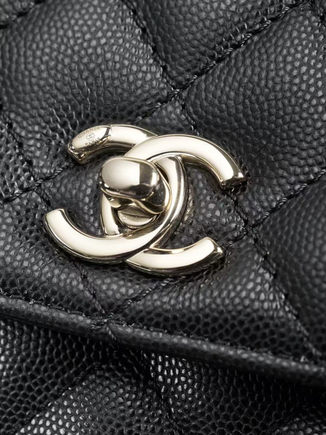 CC 26s Maxi Flap Small Bag With Top Handle Black Caviar