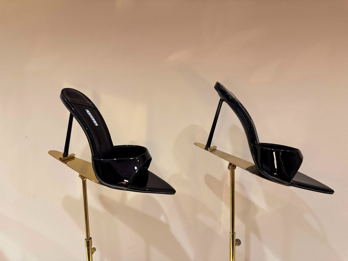 Lesila Lidia Mules 12cm Black Patent Leather