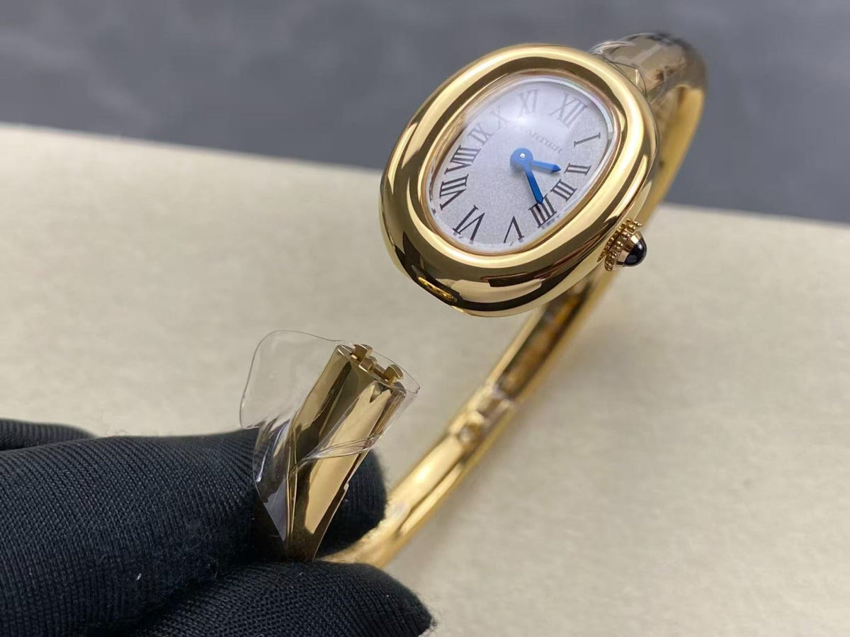 Cartier Baignoire Mini 18.5mm Yellow Gold Clous de Paris Dial