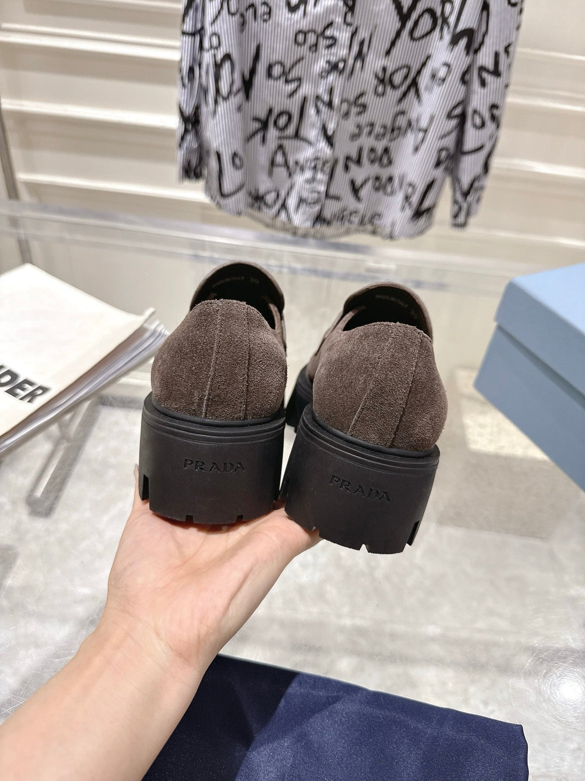 Prada 26S Platform Loafers 45mm Dark Brown Suede