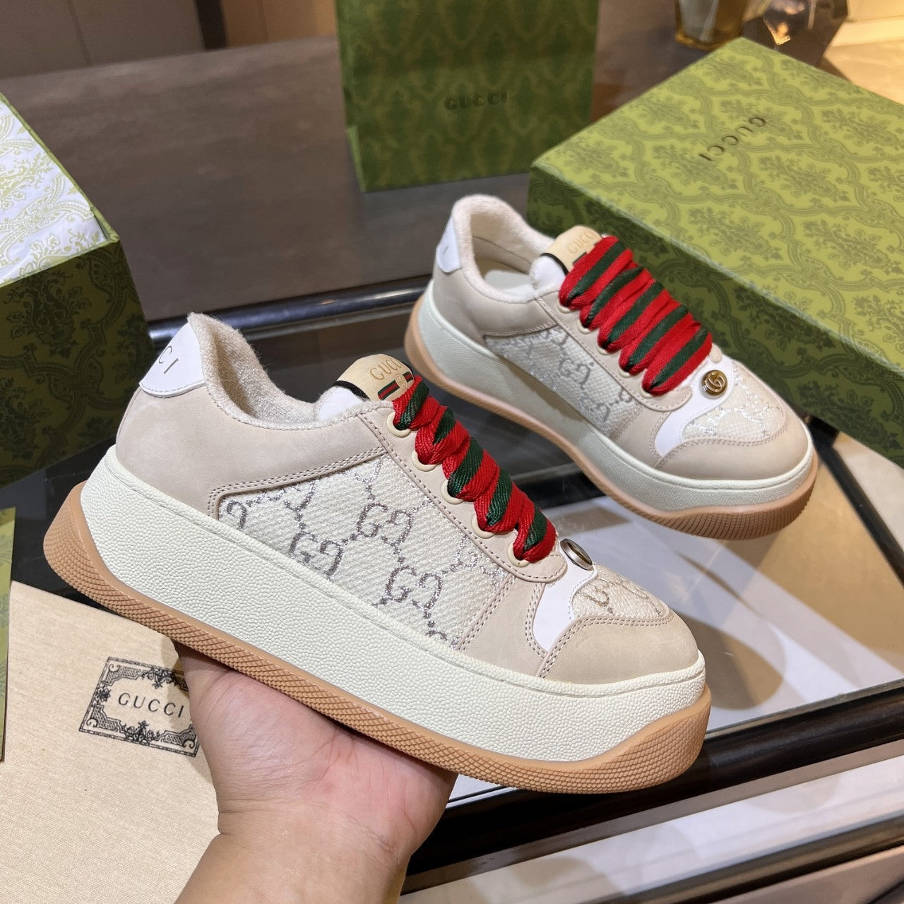 GG 26s Screener Monogram Platform Sneakers 6cm Leather TPU 996994