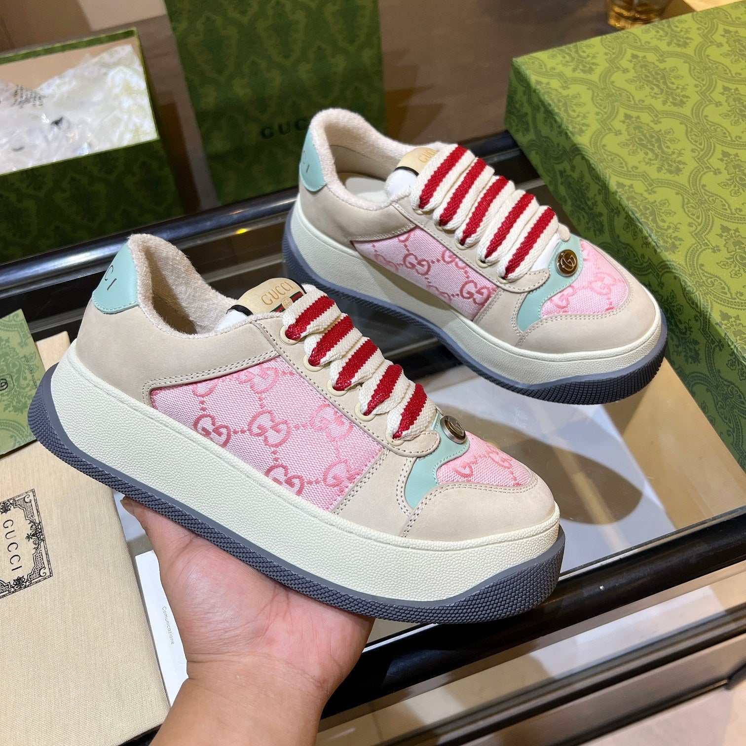 GG 26s Screener Monogram Platform Sneakers 6cm Leather TPU 996994