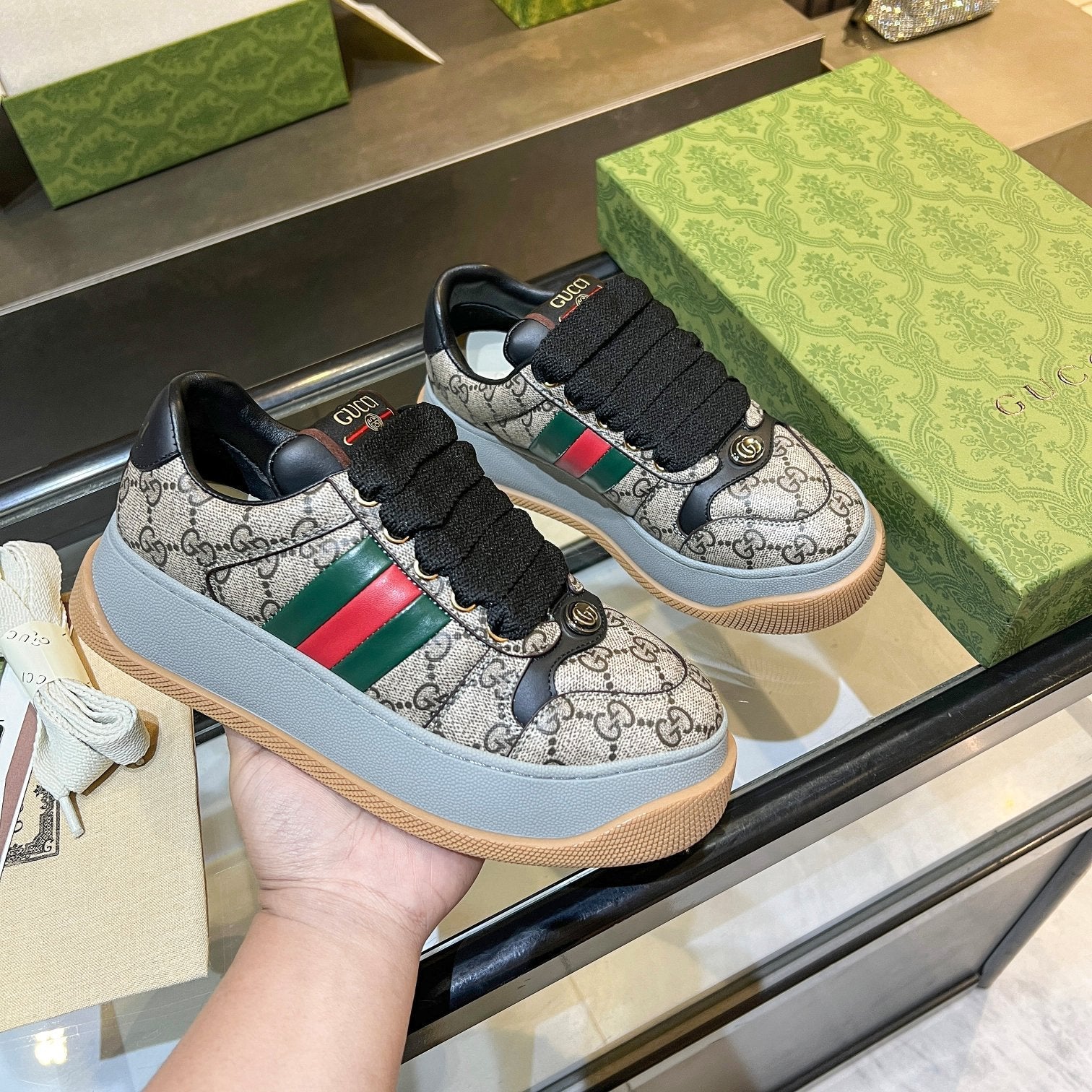 GG 26s Screener Monogram Platform Sneakers 6cm Leather TPU 996994