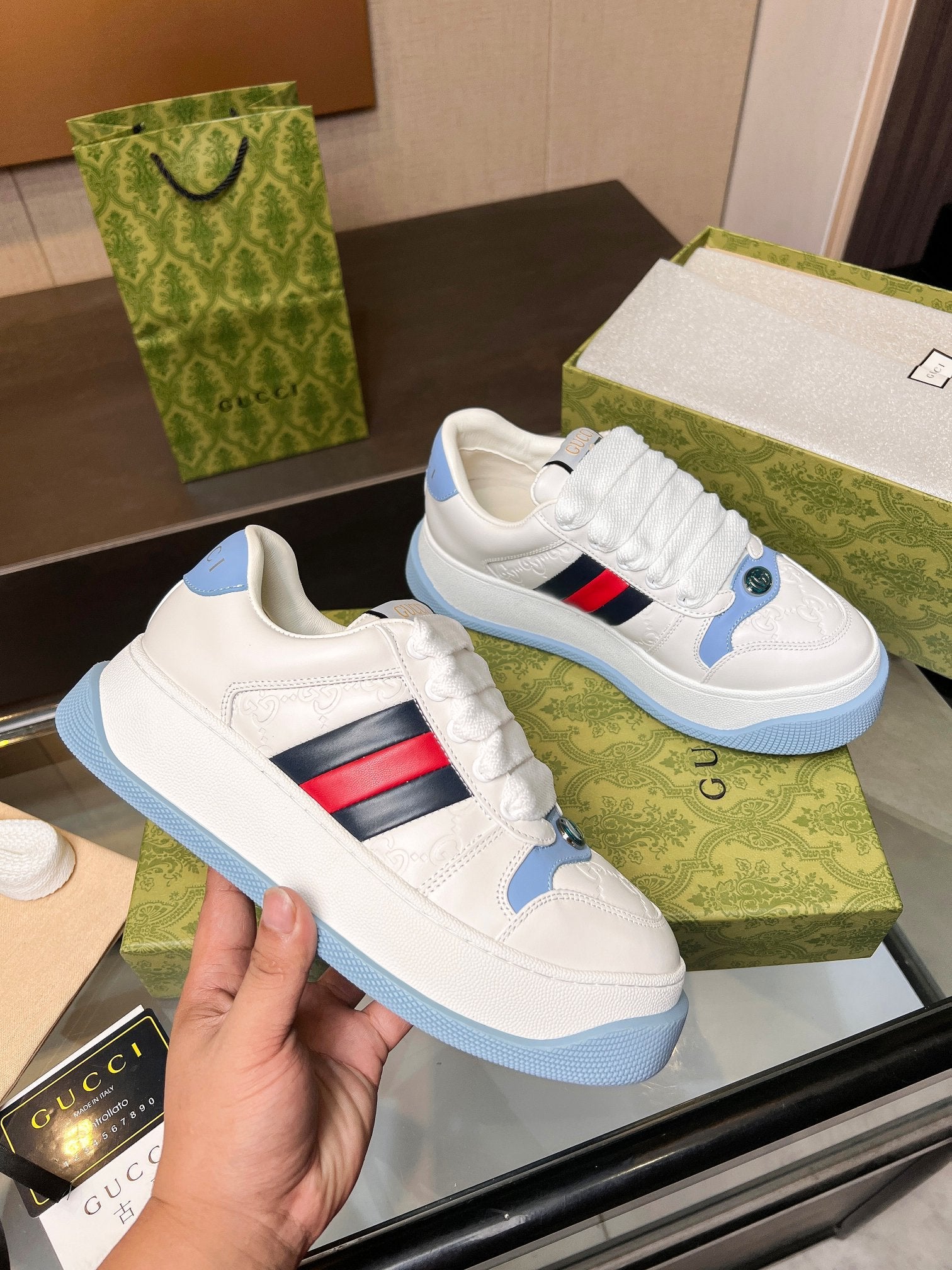 GG 26s Screener Monogram Platform Sneakers 6cm Leather TPU 996994