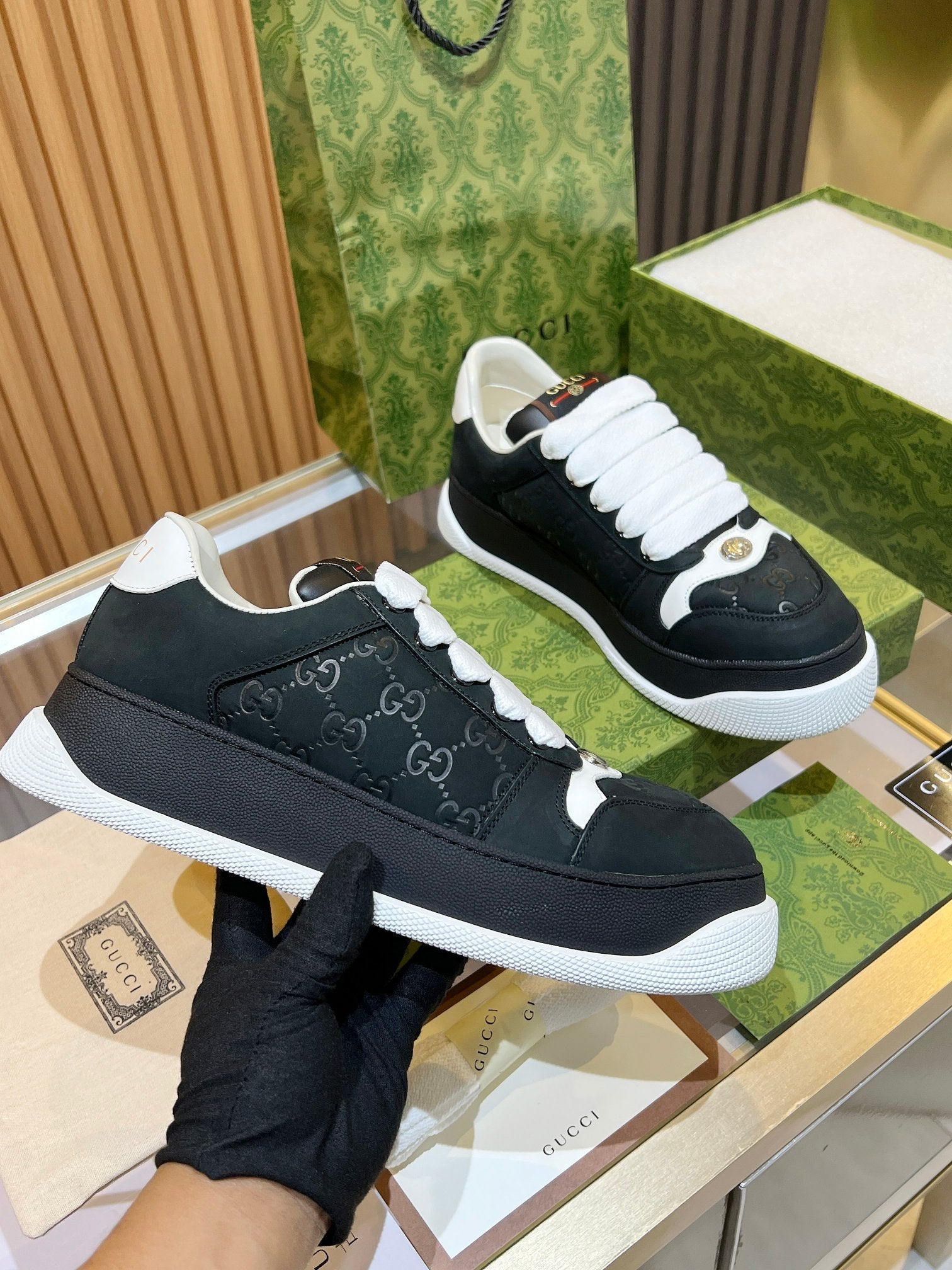 GG 26s Screener Monogram Platform Sneakers 6cm Leather TPU 996994