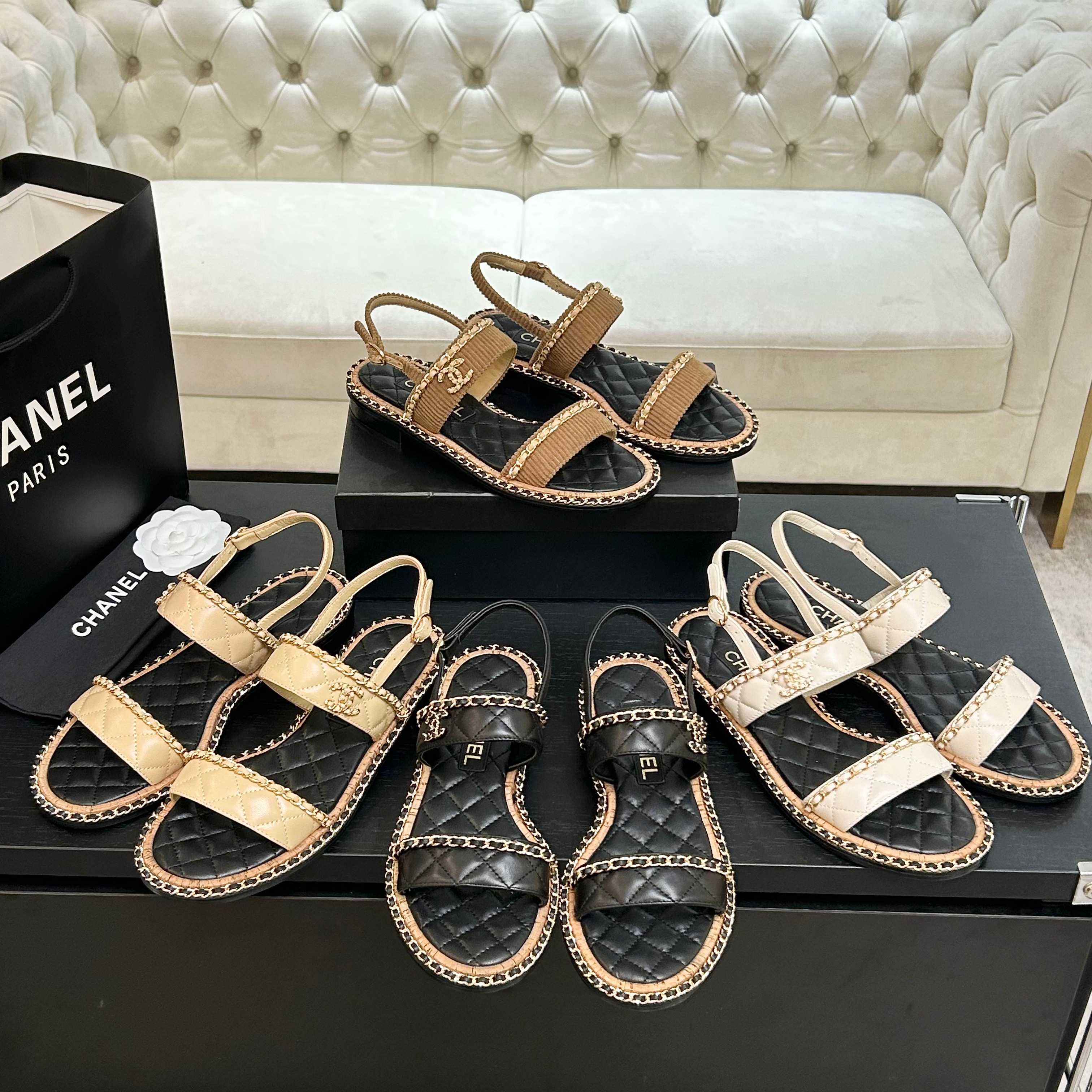 CC 25K sandal 10mm leather chain calfskin