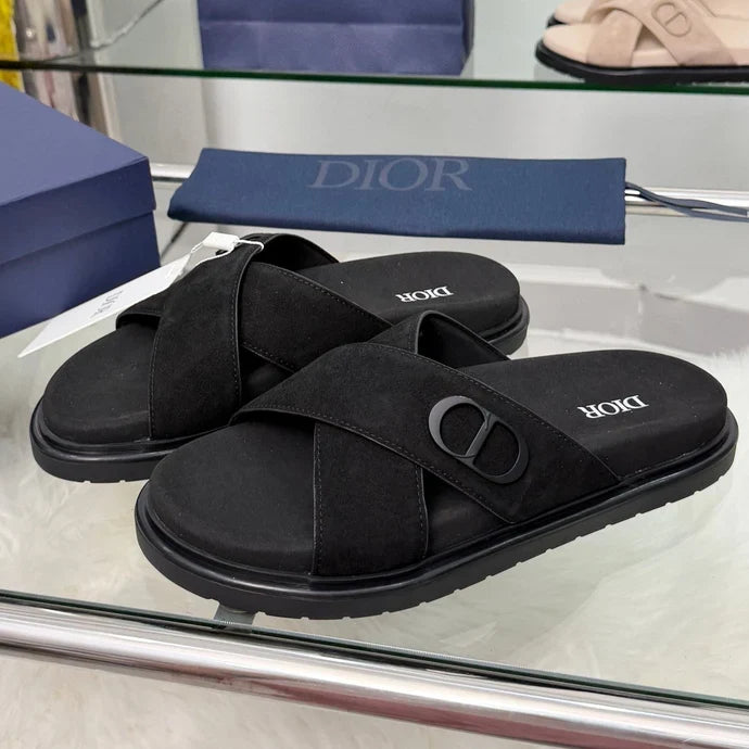 Dior 2026 Criss-Cross Strap Men Sandals Suede 966584
