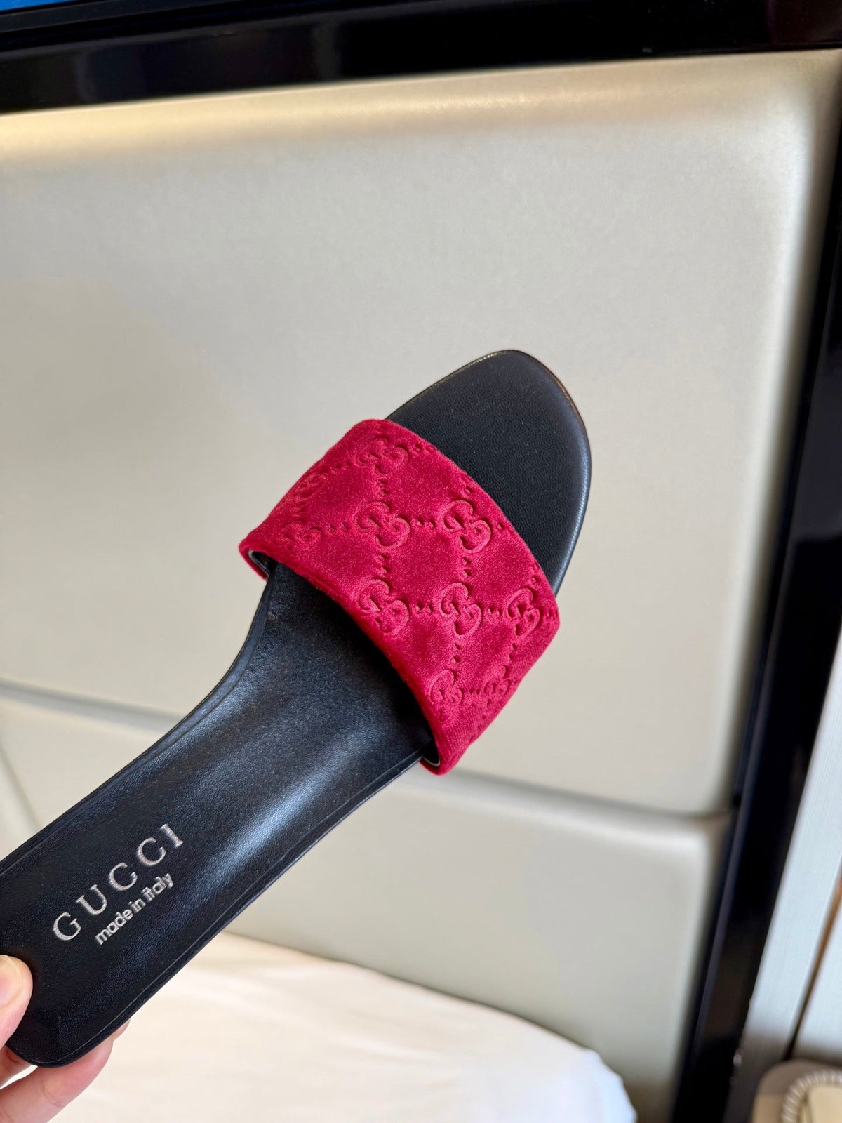 Gucci 26s Slide Sandals 5.5cm Dark Red Velvet