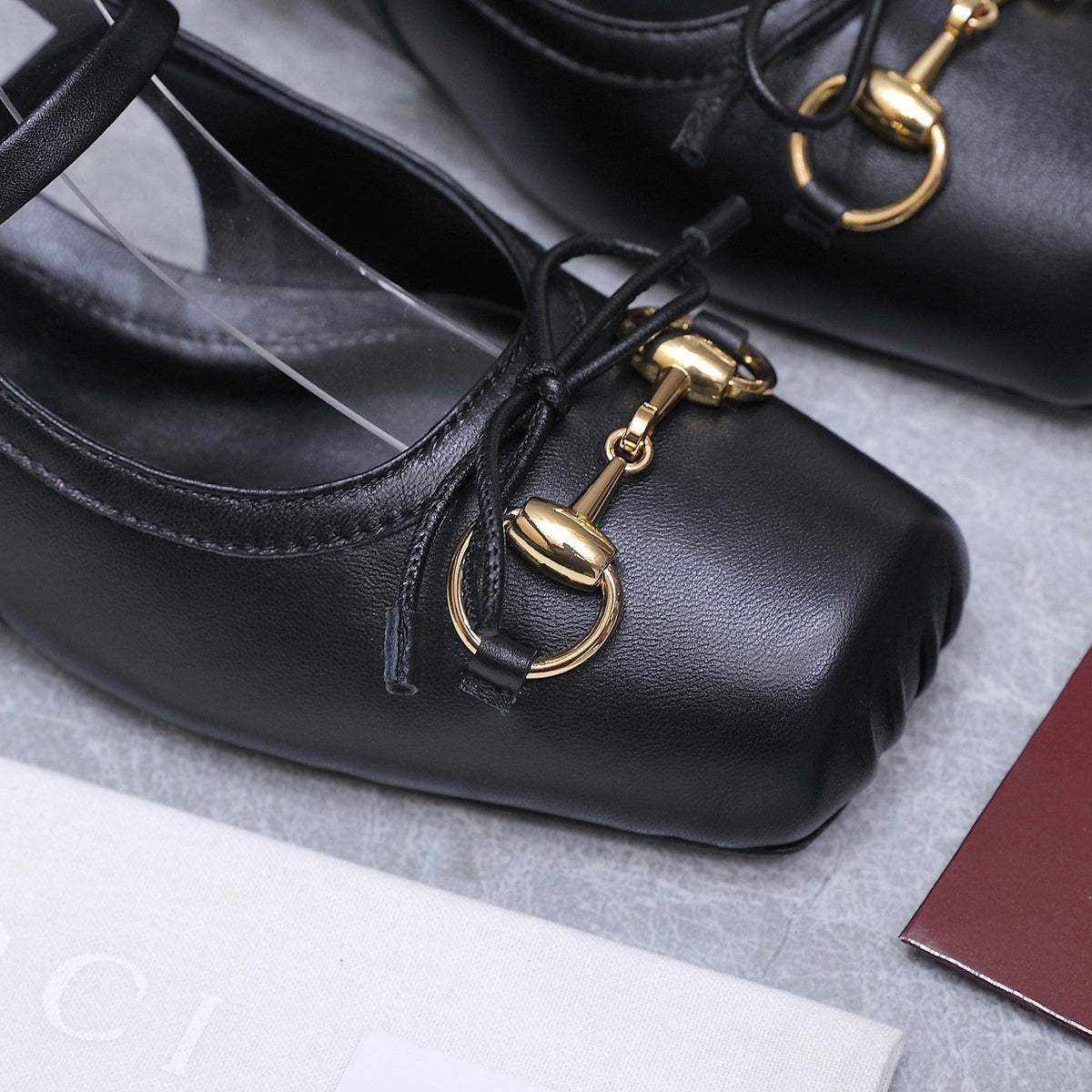 Gucci 26s Slingback Pumps Black Calfskin Gold Hardware