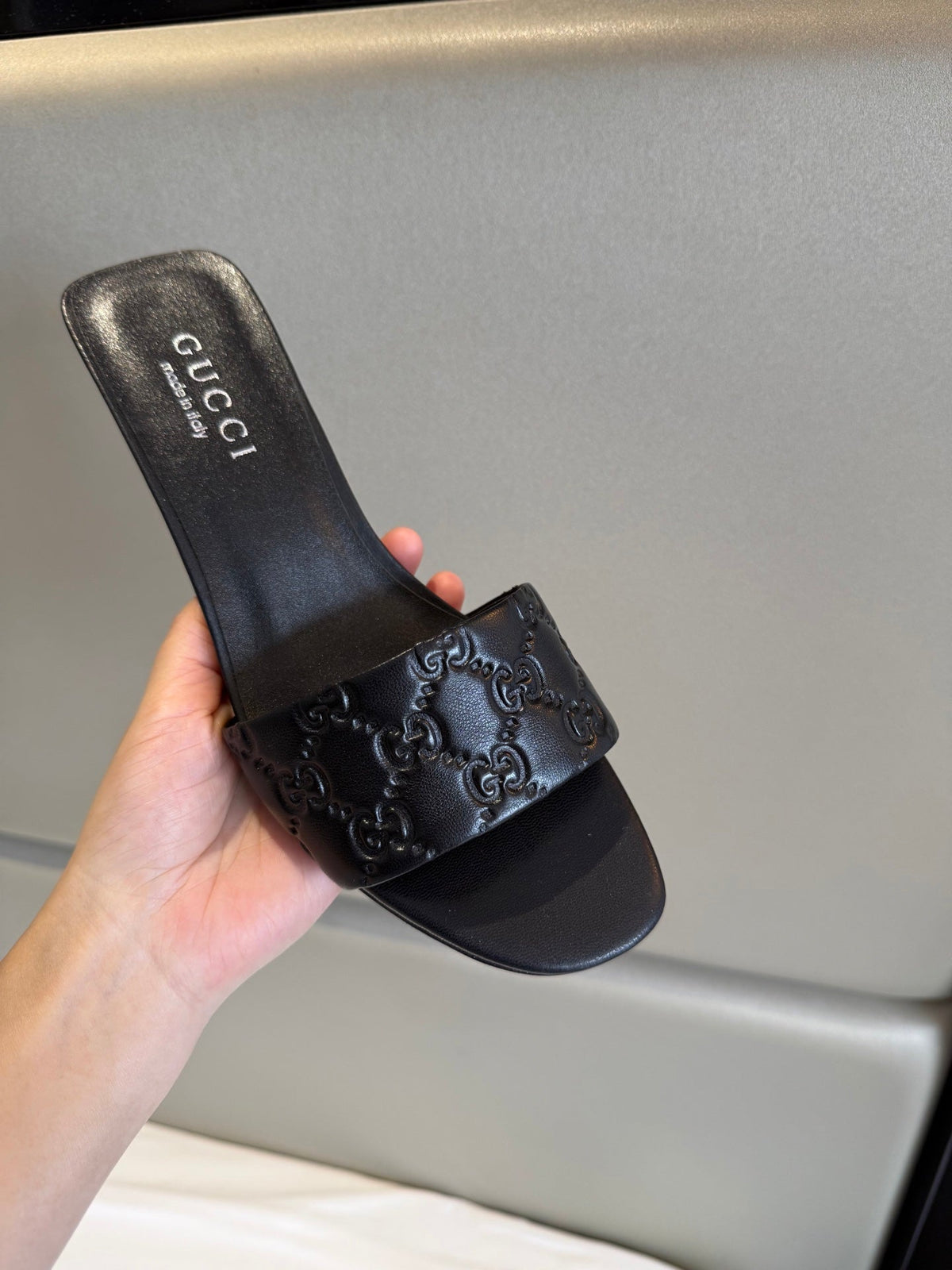 Gucci 26s Slide Sandals 5.5cm Black Calfskin