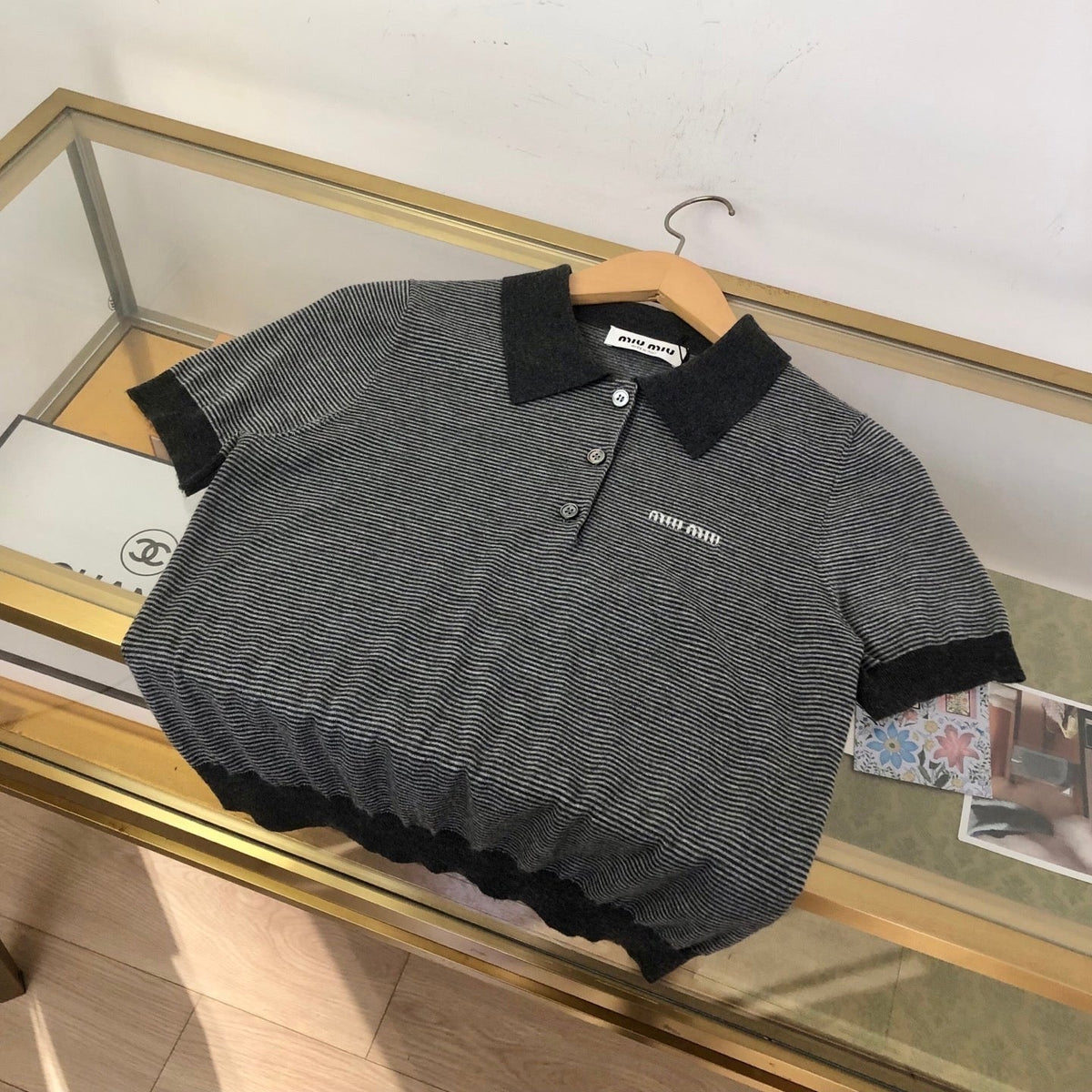 Miumiu 2026 Polo Shirt Gray Cashmere And Silk 435404