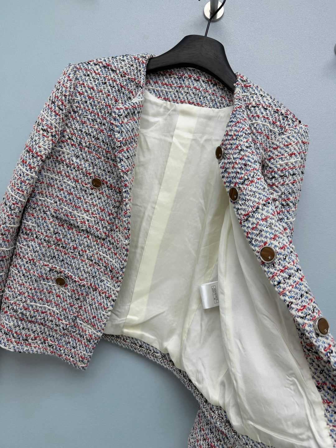 CC 26FW Tweed Jacket White Blue Red Cotton 274314
