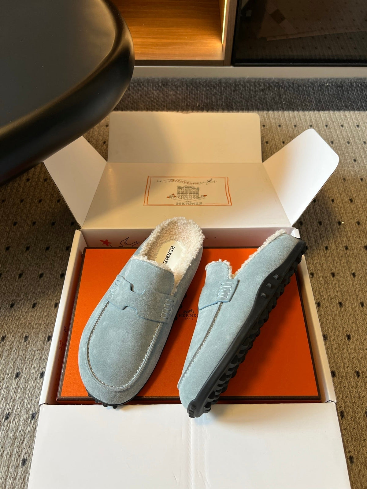 HM 26S Destin Mules Pastel Blue Suede