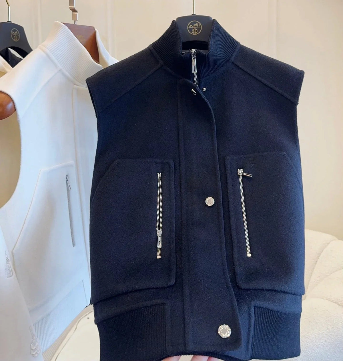 HM 25 Cashmere Embroidered Leather Vest