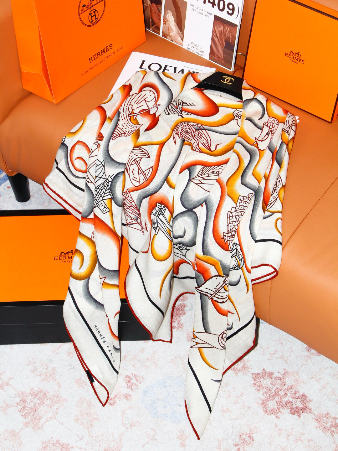 Hermès 2026 L'Appel Du Large Shawl Scarf 140cm Colorful Cashmere And Silk 218149