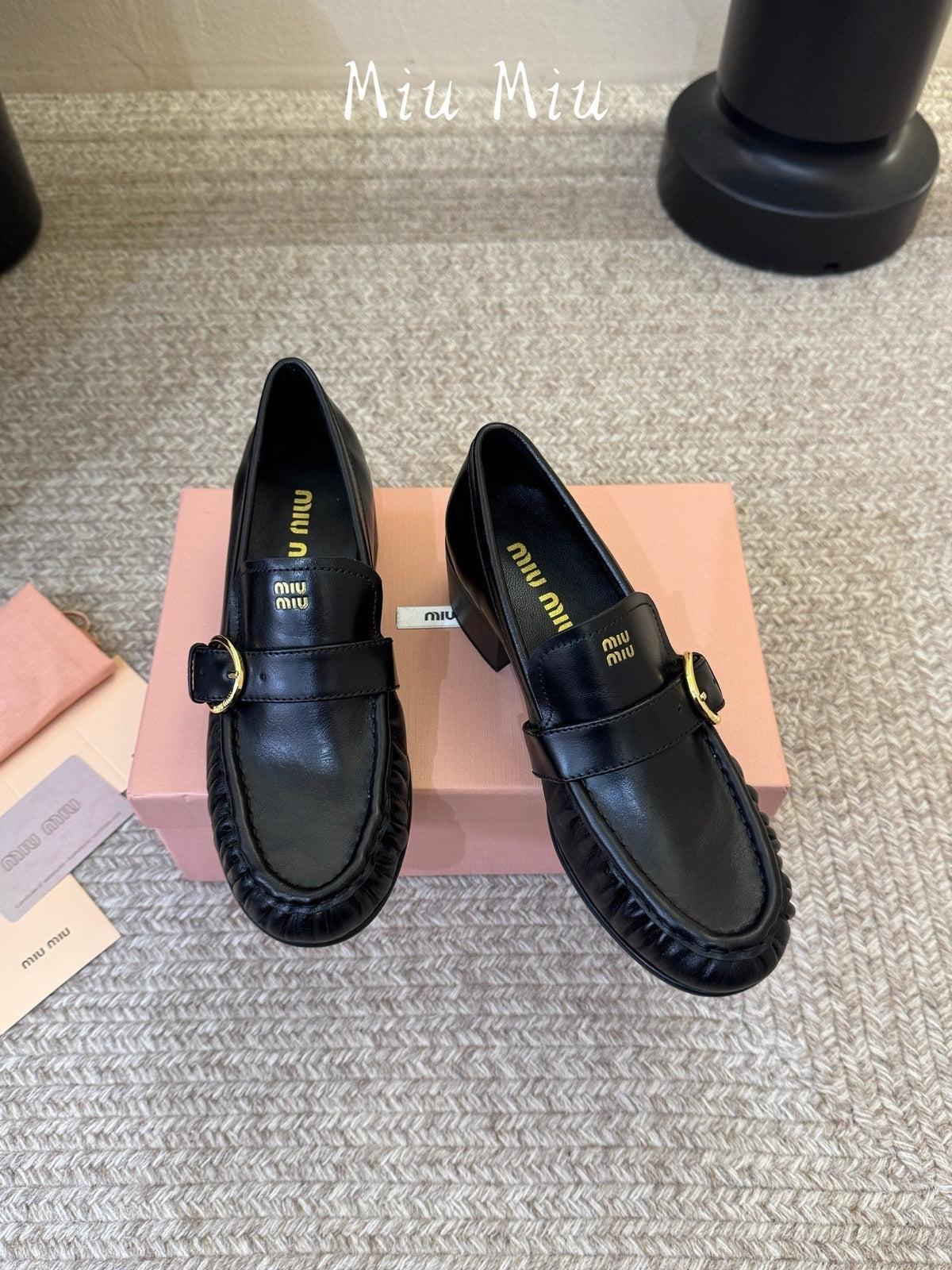 Miumiu 26s Heel Loafers 5cm Black Calfskin