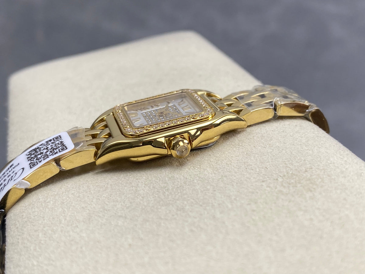Cartier Panthère 37mm White Diamond Dial Gold Diamond Bezel