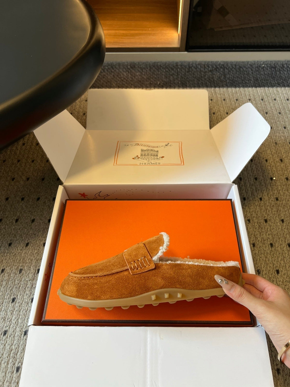 HM 26S Destin Mules Cognac Brown Suede